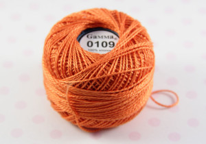 Пряжа Ирис 100% хлопок 10г 82м №0109 морковный