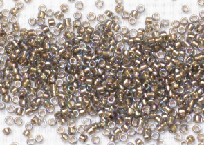 Бисер Япония круглый 11/0 10 г 0999 черный алмаз радужный, золотая линия внутри